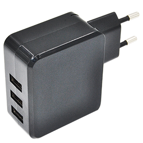 5V4.4A 3 USB charger with fixed plug 